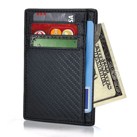 Money Clip Carbon Fiber RFID Blocking Front Pocket Leather